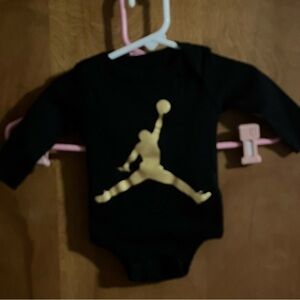Jordan Baby Boy Size 6 Months Black and Gold Jump Man Bodysuit